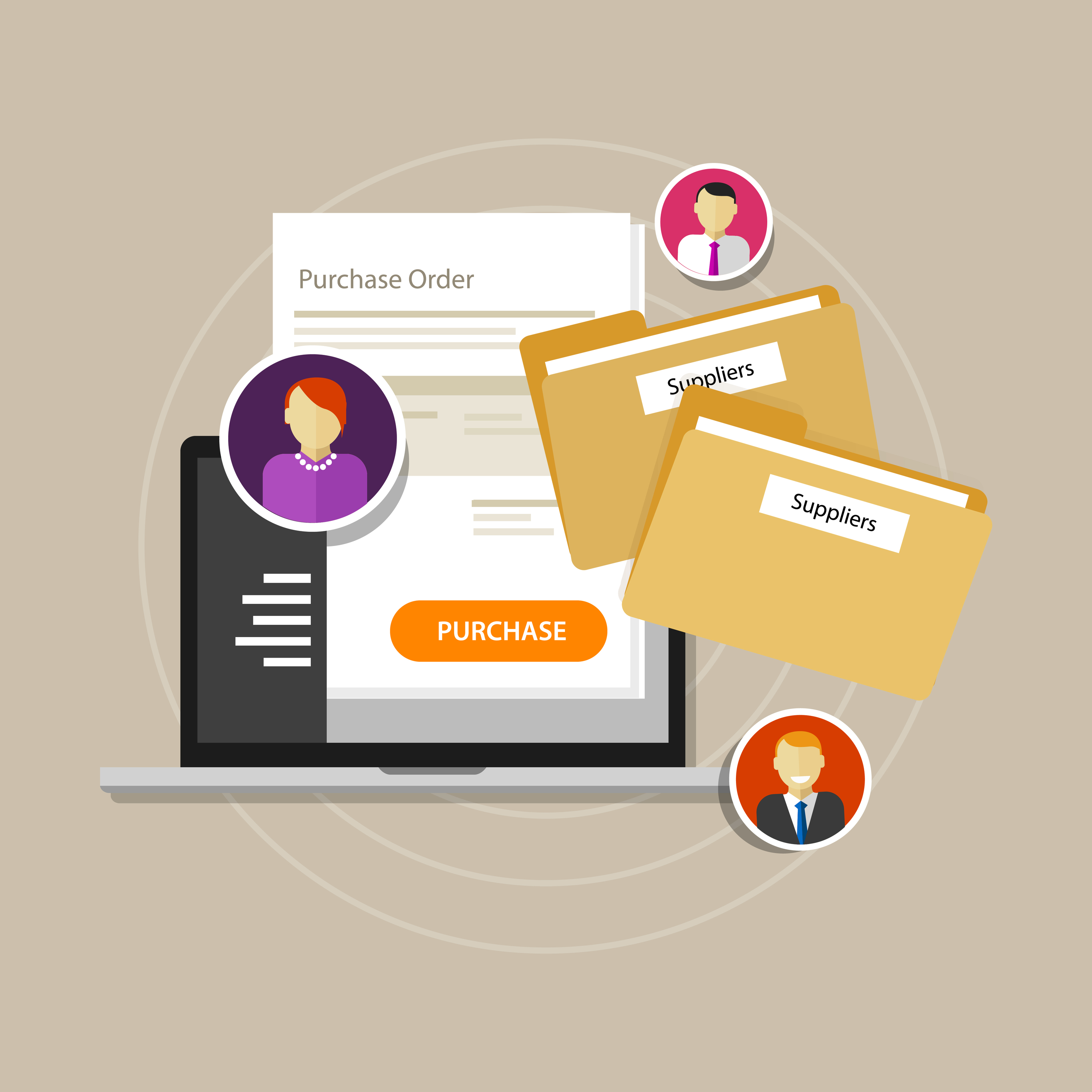 online procurement e-procurement procure internet laptop vector